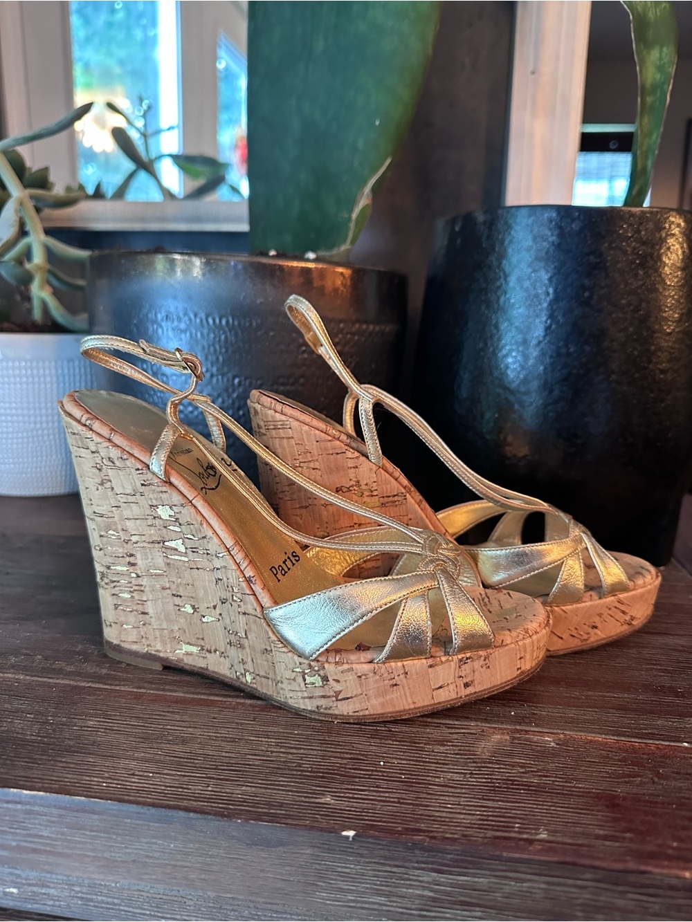 Christian Louboutin Metallic Gold Wedges - Picture 3 of 10